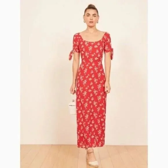 💕REFORMATION💕 Meredith Dress ~ Red Floral Print 0